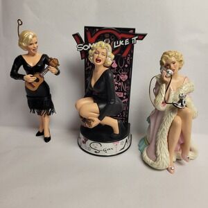Marilyn Monroe Some Like It Hot Ornament Set 3pc Black Pink